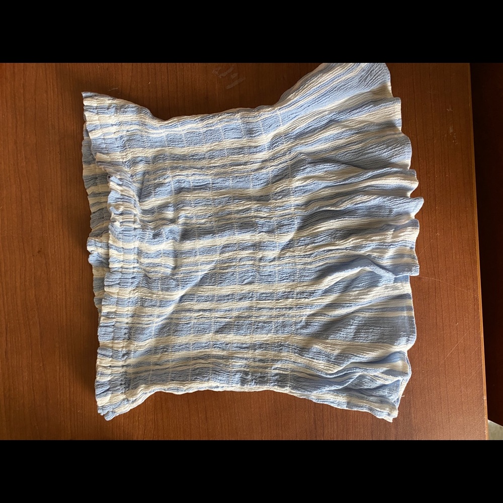 american eagle blue and white striped strapless top